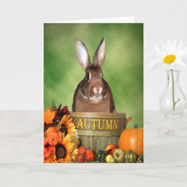Halloween Bunny Sitting in an Autumn Wooden Basket Kaart