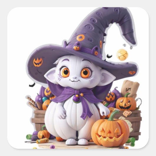 Halloween Bunny Vierkante Sticker (Voorkant)