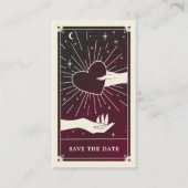 Halloween Burgundy Tarot Wedding Save the Date Visitekaartje (Voorkant)