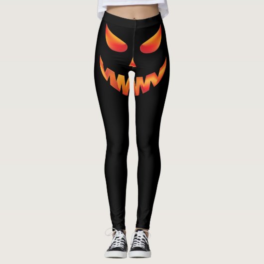 Halloween Burning Pumpkin Face Leggings (Voorkant)