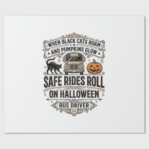 Halloween Buschauffeur Spooky Vintage Gravure Shir Cadeaupapier