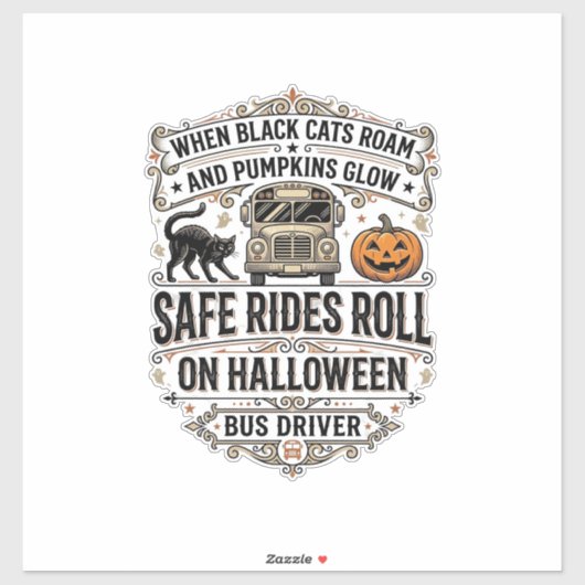 Halloween Buschauffeur Spooky Vintage Gravure Shir Sticker (Vel)
