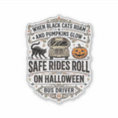Halloween Buschauffeur Spooky Vintage Gravure Shir Sticker (Voorkant)