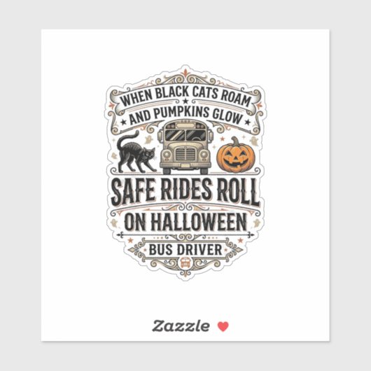 Halloween Buschauffeur Spooky Vintage Gravure Shir Sticker (Vel)