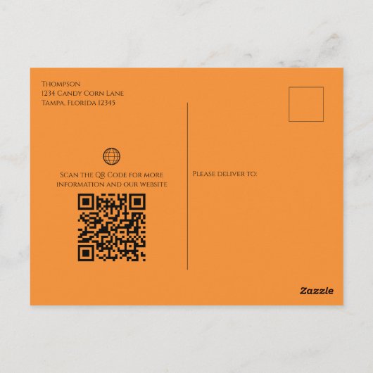 Halloween Business Logo Promotion QR Code Snoep Briefkaart (Achterkant)
