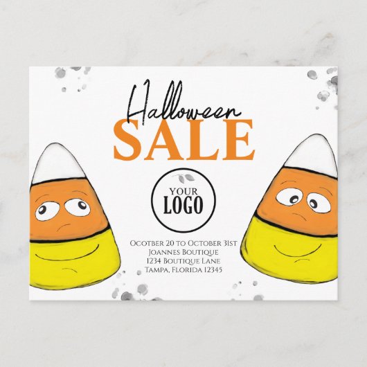 Halloween Business Logo Promotion QR Code Snoep Briefkaart (Voorkant)