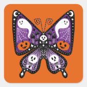 Halloween Butterfly Square Vierkante Sticker (Voorkant)
