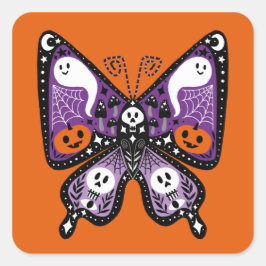 Halloween Butterfly Square Vierkante Sticker