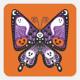 Halloween Butterfly Square Vierkante Sticker