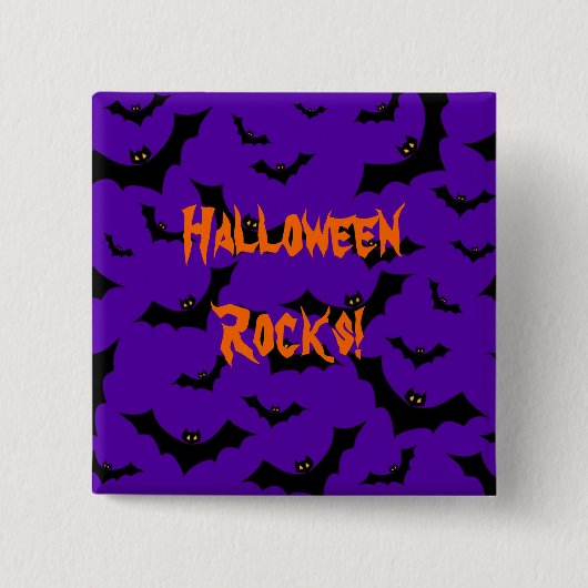 Halloween Button - Bats Halloween Rocks (Voorkant)