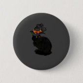 Halloween Button with Black Cat Design (Voorkant)