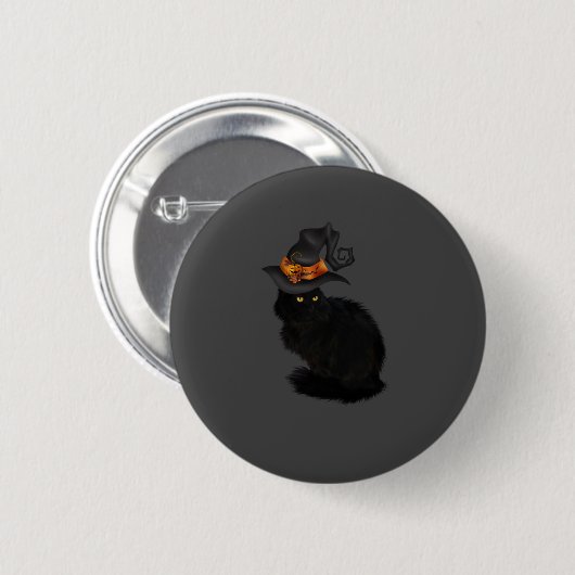 Halloween Button with Black Cat Design (Voorkant /achterkant)