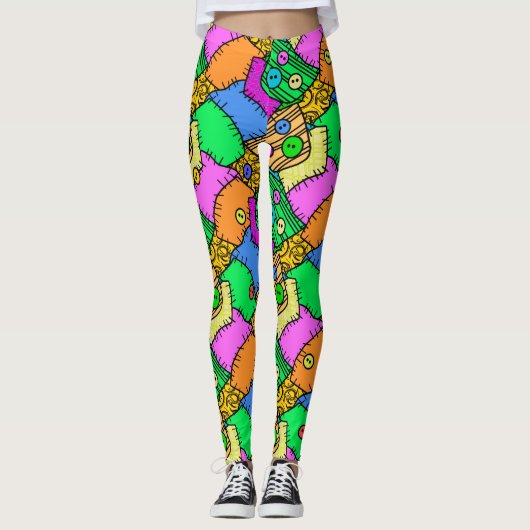 Halloween Buttonnen en titels Leggings (Voorkant)