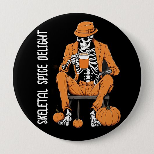 Halloween Buttonnen, Spooky Skeletal Spice Delight Ronde Button 4,0 Cm (Voorkant)