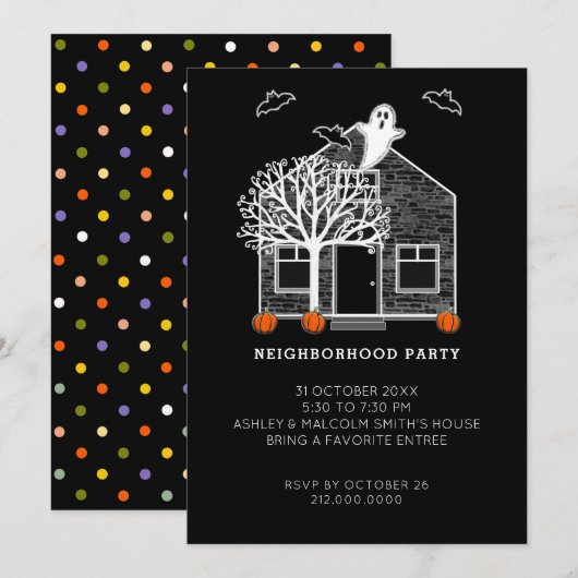 Halloween Buurtfeest Kaart (Voorkant / Achterkant)