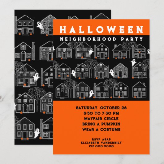 Halloween Buurtfeest Kaart (Voorkant / Achterkant)