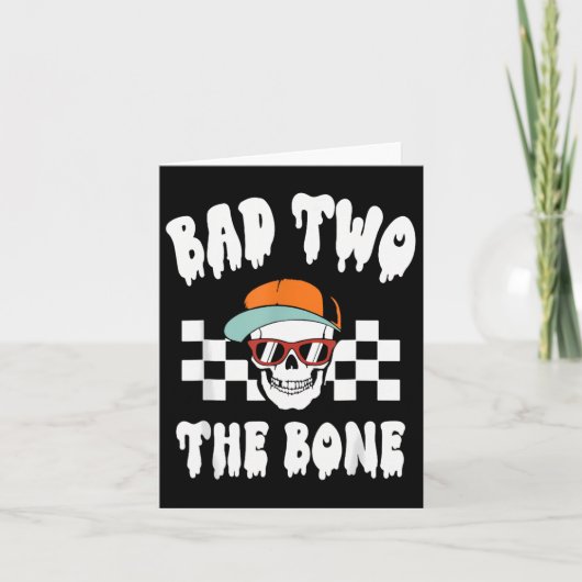 Halloween BYD Two The Bone Funny 2nd Birthday Skel Kaart (Voorkant)