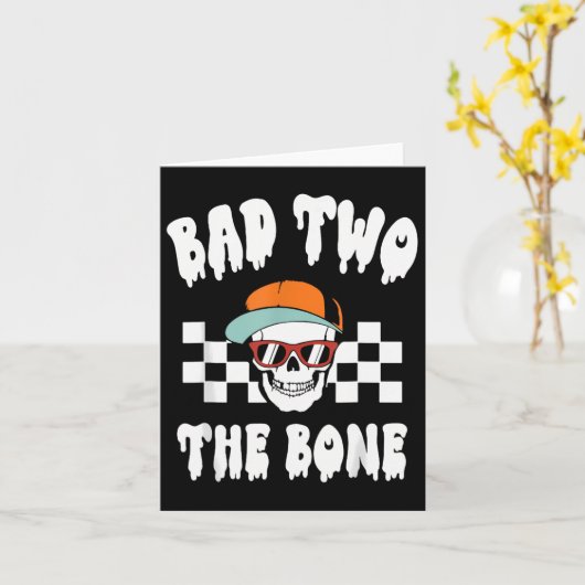 Halloween BYD Two The Bone Funny 2nd Birthday Skel Kaart (Gele Bloem)