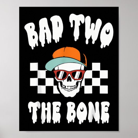 Halloween BYD Two The Bone Funny 2nd Birthday Skel Poster (Voorkant)