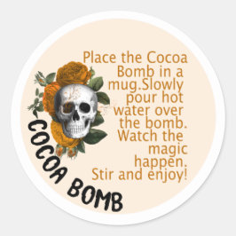 HALLOWEEN Cacaombom-labels, SKULL Ronde Sticker