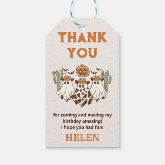 Halloween Cactus Verjaardagsfeestje Dank je wel Fa Cadeaulabel (Achterkant)