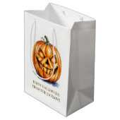 Halloween cadeau – gesneden pompoen, aangepaste te medium cadeauzakje (Achterkant Gekanteld)