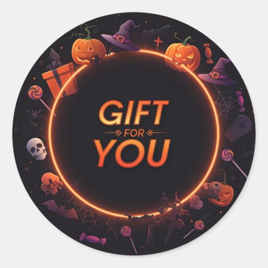 Halloween "Cadeau voor jou" Ronde Sticker (Voorkant)