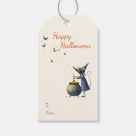 Halloween-cadeaubijslagers — Muis-tovenaar & Patro Cadeaulabel