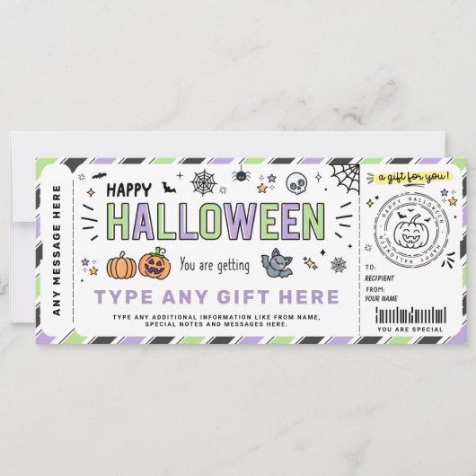 Halloween Cadeaubon Verrassingscadeau Label Kaart (Voorkant)