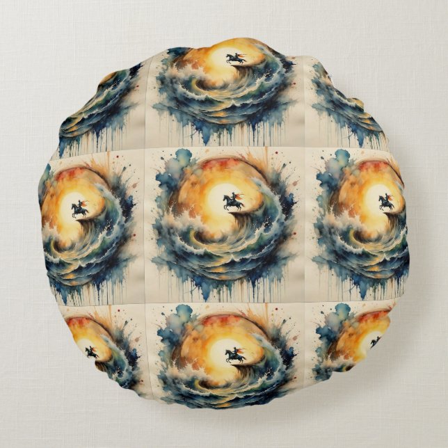 Halloween Cadeaupapier Rond Kussen (Achterkant)