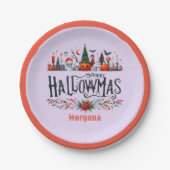 Halloween Cadeaus Labels Halloween Kerst Mashup Papieren Bordje (Voorkant)