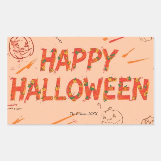 Halloween cadeausticker, Minimalistische moderne H Rechthoekige Sticker (Voorkant)