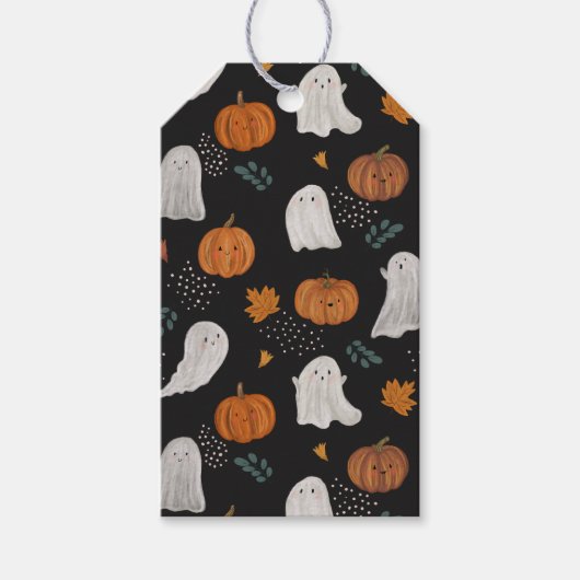Halloween-cadeautag - spoken, pompoenen en herfst cadeaulabel (Voorkant)