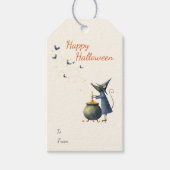 Halloween-cadeautags — Muizen tovenaar & Patroon Cadeaulabel (Voorkant)