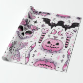 Halloween cadeauverpakking, griezelig inpakpapier, cadeaupapier (Uitgerold)