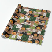 Halloween cadeauverpakking papier patchwork (Uitgerold)