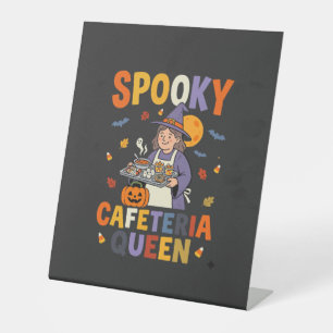 Halloween Cafetaria Koningin Reclamebord Met Voetstuk