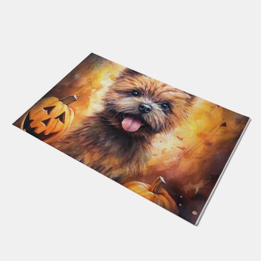 Halloween Cairn Terrier met pompoenen eng Deurmat (Schuin)
