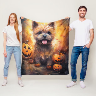 Halloween Cairn Terrier met pompoenen eng Fleece Deken