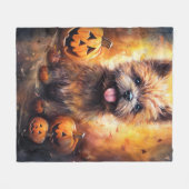 Halloween Cairn Terrier met pompoenen eng Fleece Deken (Voorkant (Horizontaal))