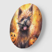 Halloween Cairn Terrier met pompoenen eng Grote Klok (Hoek)