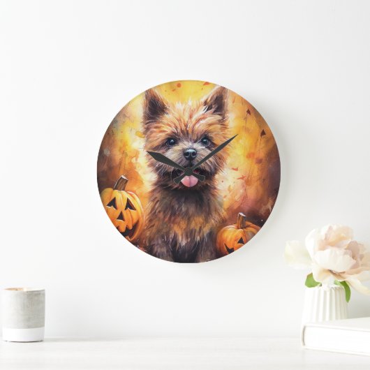Halloween Cairn Terrier met pompoenen eng Grote Klok (Huis)