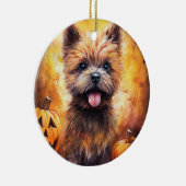 Halloween Cairn Terrier met pompoenen eng Keramisch Ornament (Rechts)