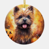 Halloween Cairn Terrier met pompoenen eng Keramisch Ornament (Voorkant)