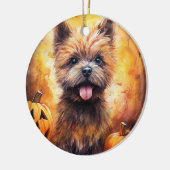 Halloween Cairn Terrier met pompoenen eng Keramisch Ornament (Links)
