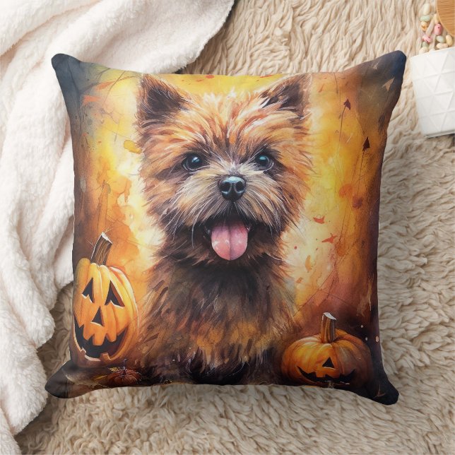 Halloween Cairn Terrier met pompoenen eng Kussen (Deken)