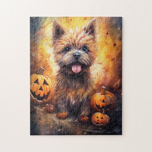 Halloween Cairn Terrier met pompoenen eng Legpuzzel (Verticaal)