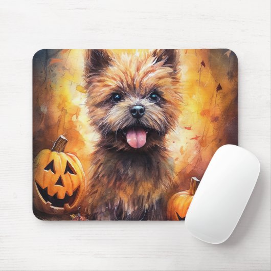 Halloween Cairn Terrier met pompoenen eng Muismat (Met muis)