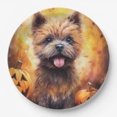 Halloween Cairn Terrier met pompoenen eng Papieren Bordje (Voorkant)