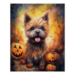 Halloween Cairn Terrier met pompoenen eng Perfect Poster